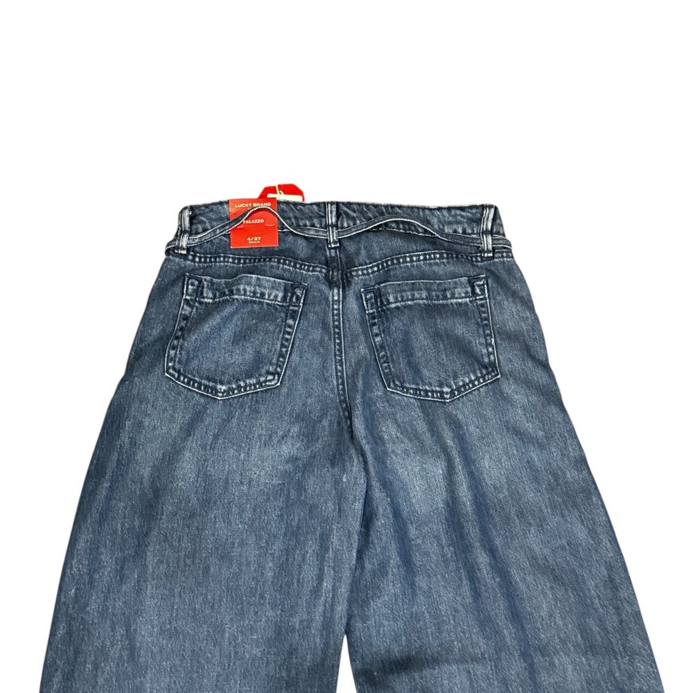 Lucky Brand Liquid Denim Luxe Palazzo Jeans Wide Leg Drawstring NWT - Picture 12 of 13